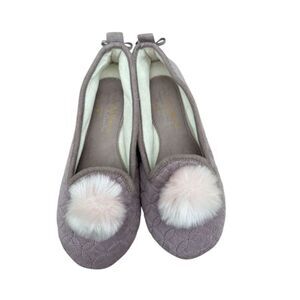 Pretty You London Knit Pom Pom Meryl Slippers Lavender